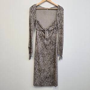 DVF Diane von Furstenberg Feather Midi Y2K Dress Size 4